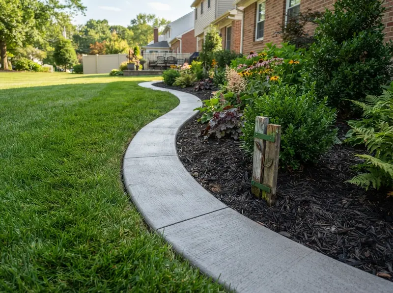 Durable concrete edging for lawn design