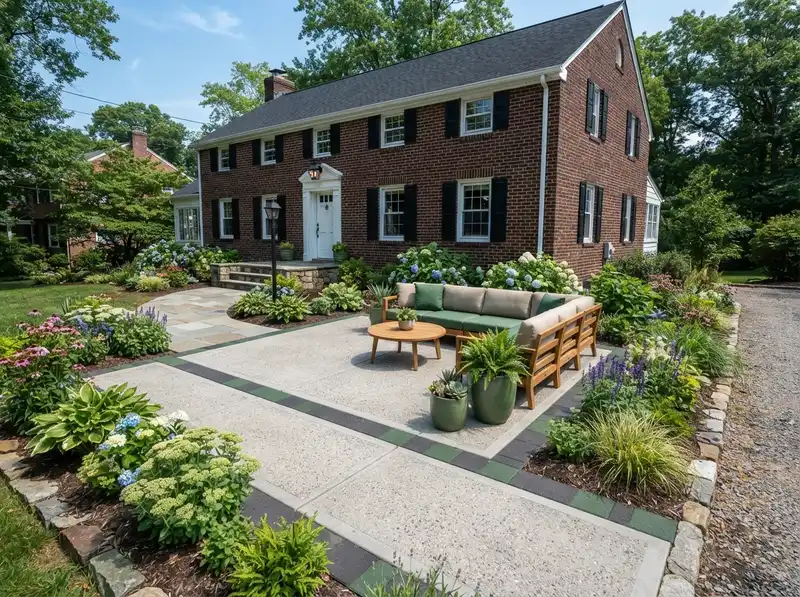 Custom concrete patio and landscaping Custom concrete patio and landscaping