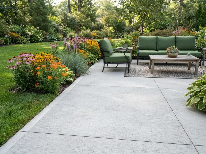 New concrete patio by Afines Landscaping New concrete patio by Afines Landscaping