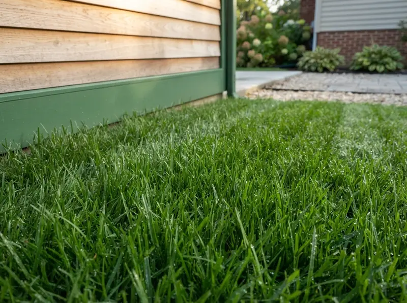 Professionally mown healthy lawn turf