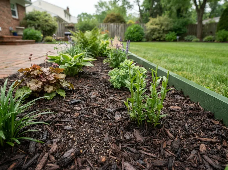 Fresh mulch and weed-free garden beds