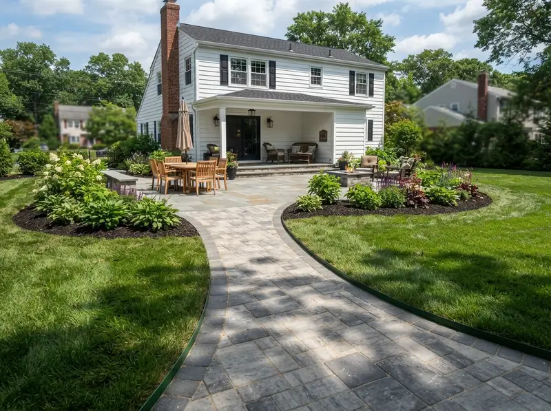 Custom concrete paver patio installation Custom concrete paver patio installation