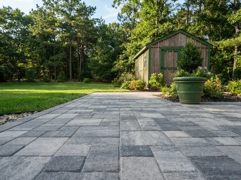 New concrete paver patio installation New concrete paver patio installation