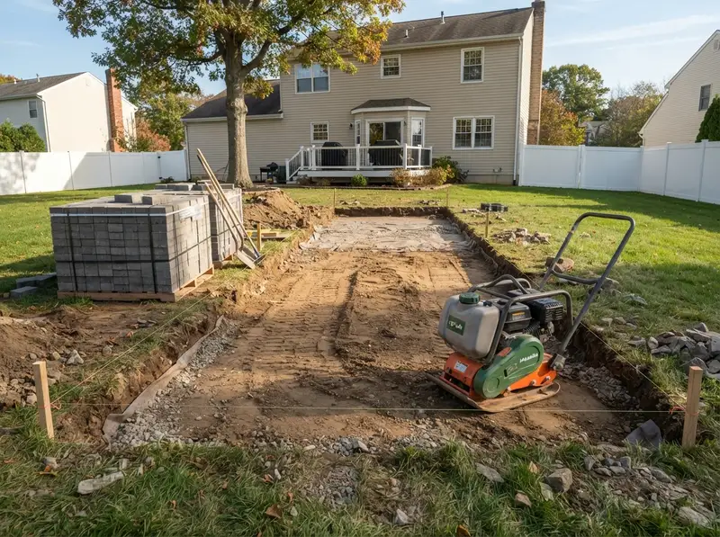 Excavation and site prep for pavers